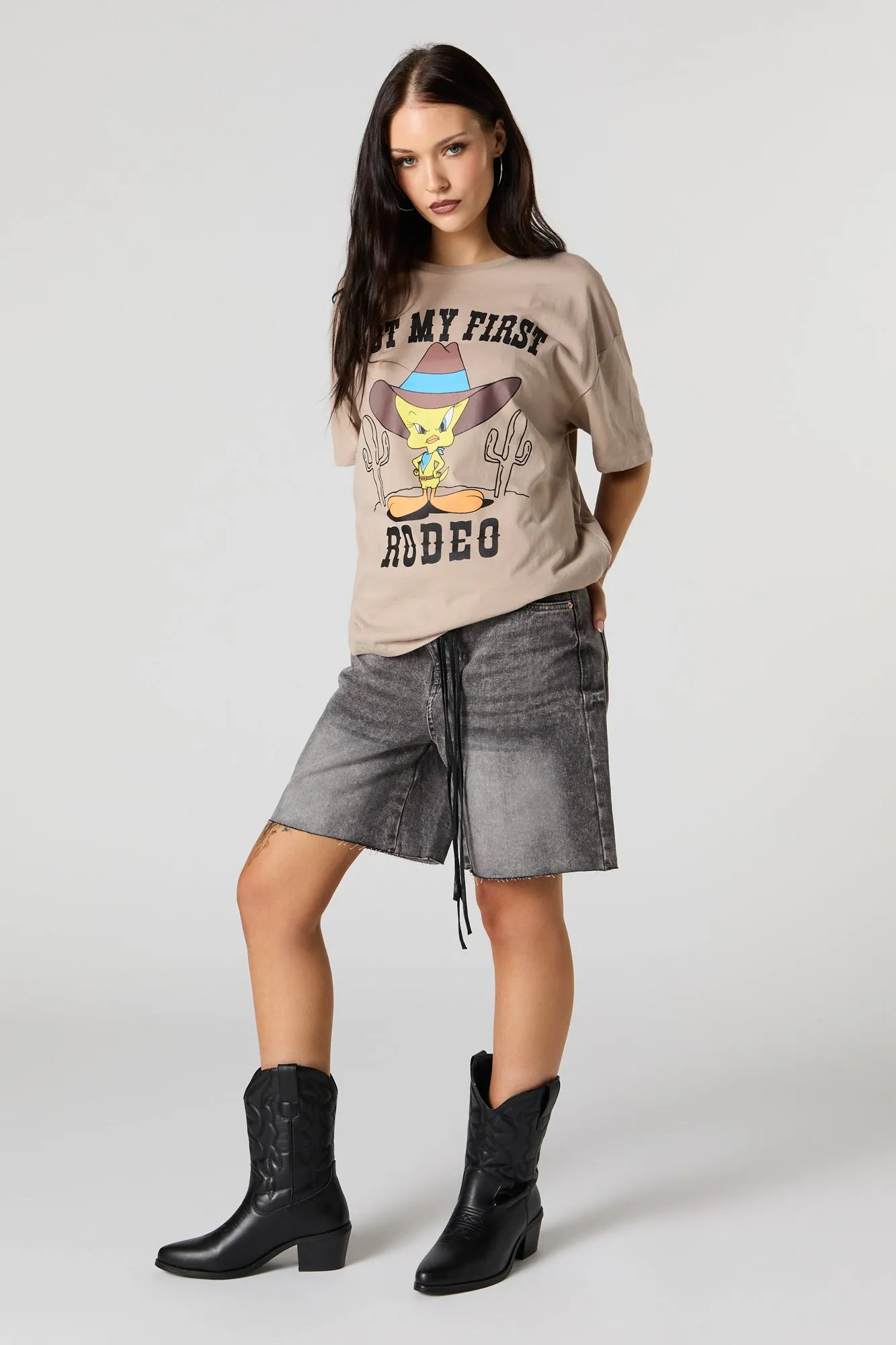 Rodeo Tweety Graphic Boyfriend T-Shirt sold by Charlotte Russe product image thumbnail 3