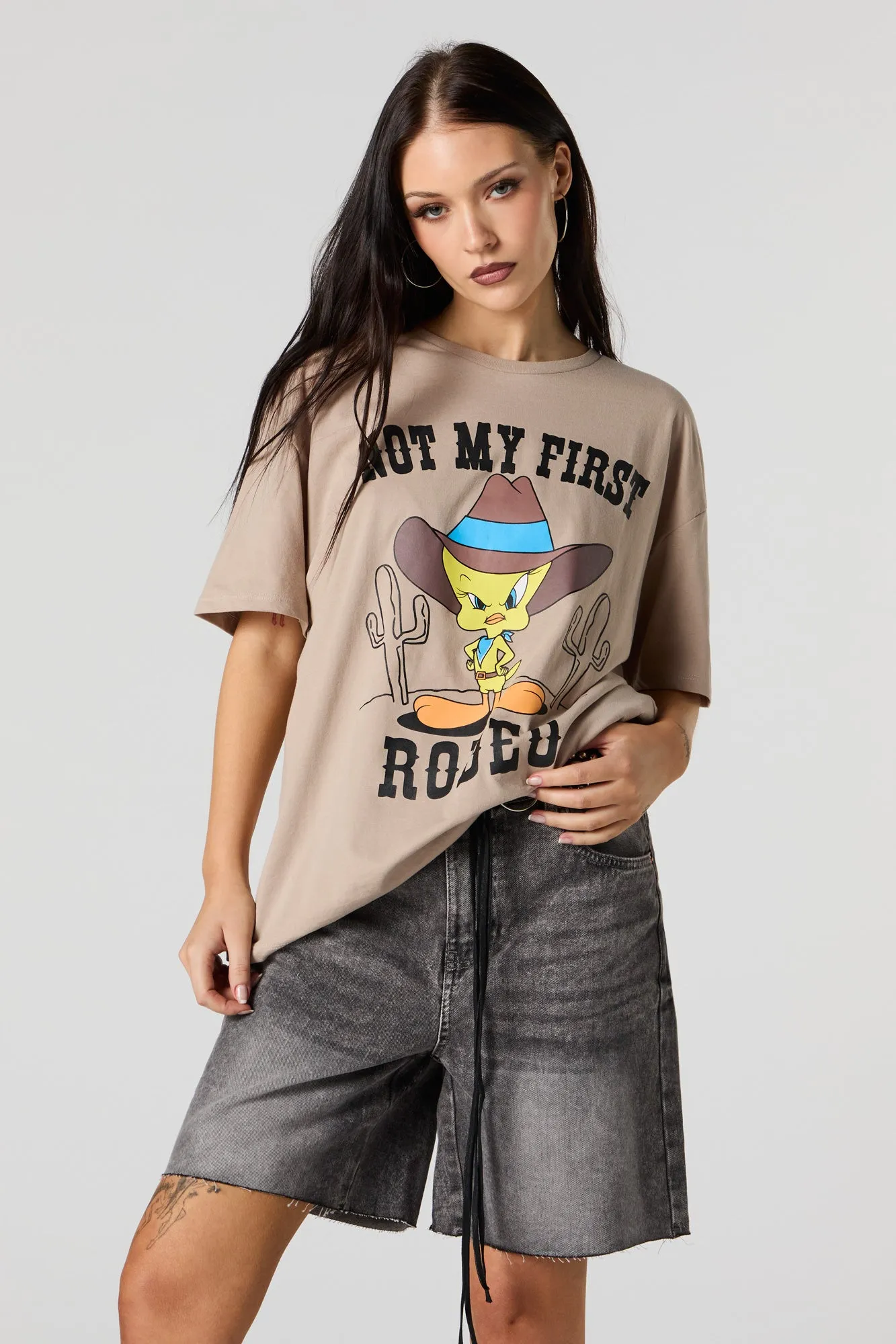 Rodeo Tweety Graphic Boyfriend T-Shirt sold by Charlotte Russe