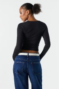 Contour Cropped Long Sleeve Top sold by Charlotte Russe