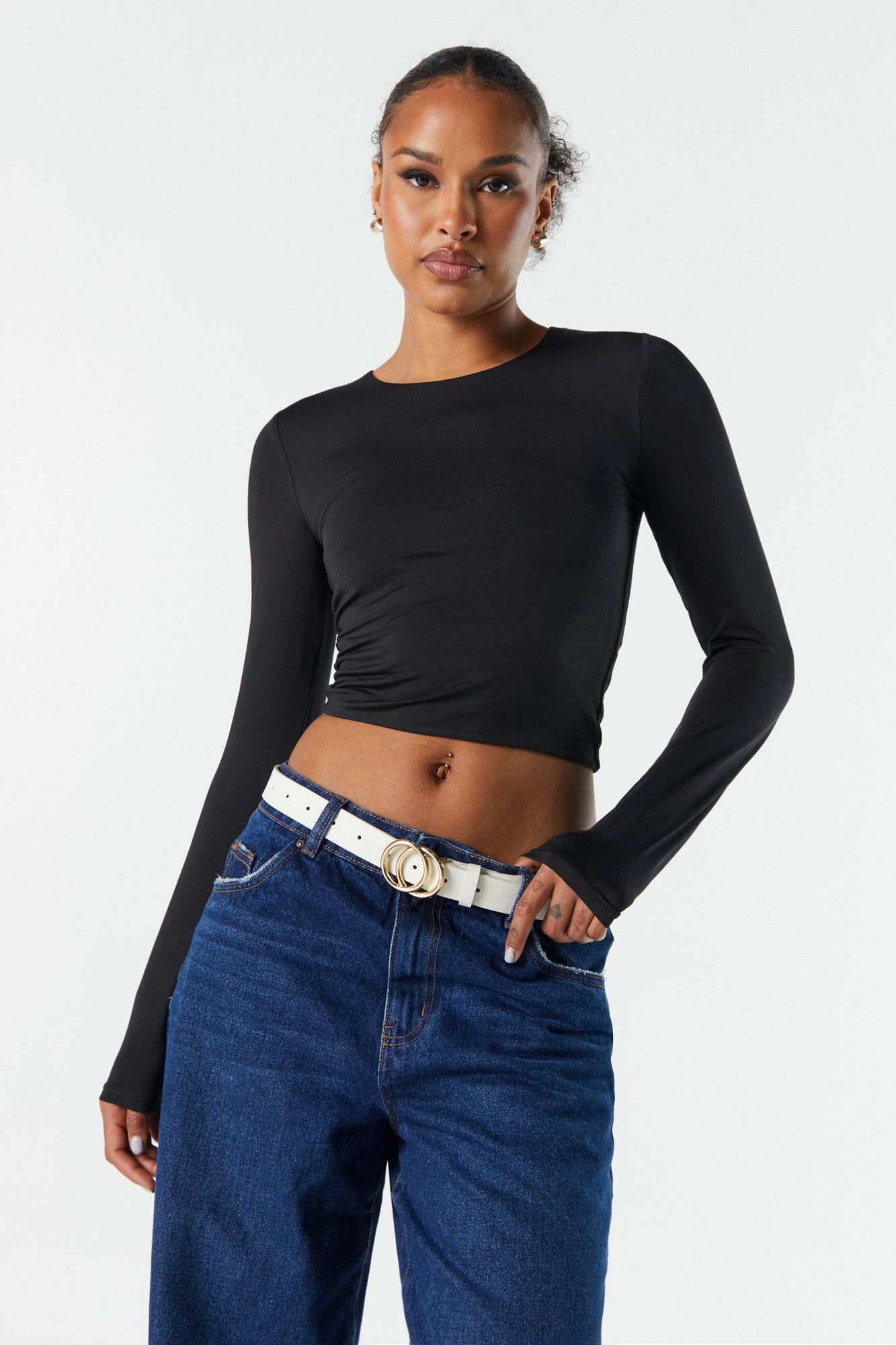Contour Cropped Long Sleeve Top sold by Charlotte Russe product image thumbnail 4