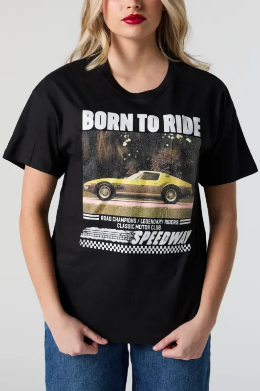 Born to Ride Graphic Boyfriend T-Shirt sold by Charlotte Russe