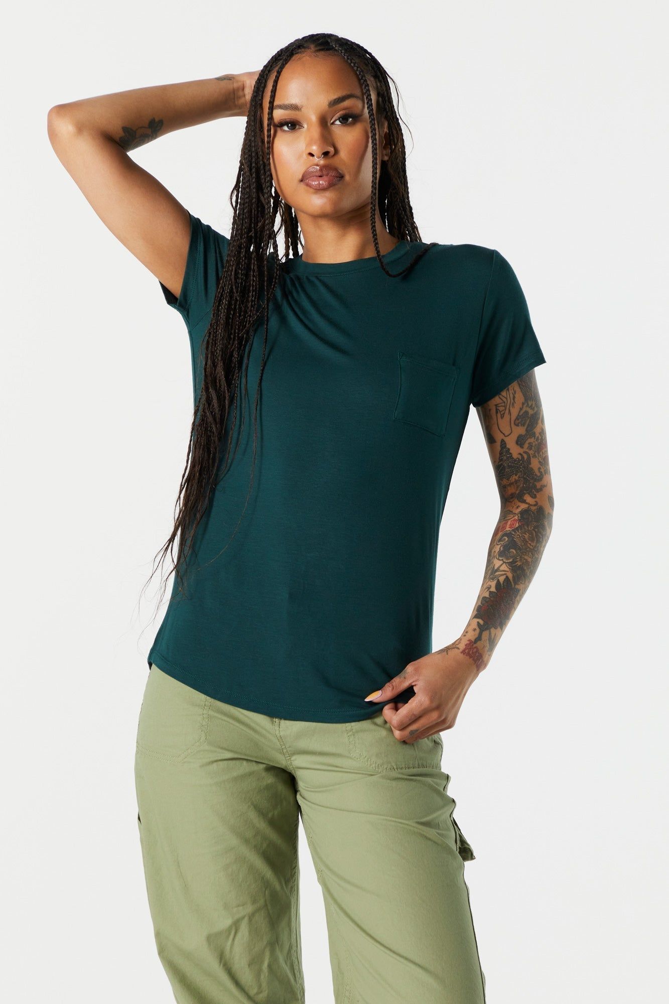 Colored Relaxed Crewneck T-Shirt sold by Charlotte Russe product image thumbnail 4