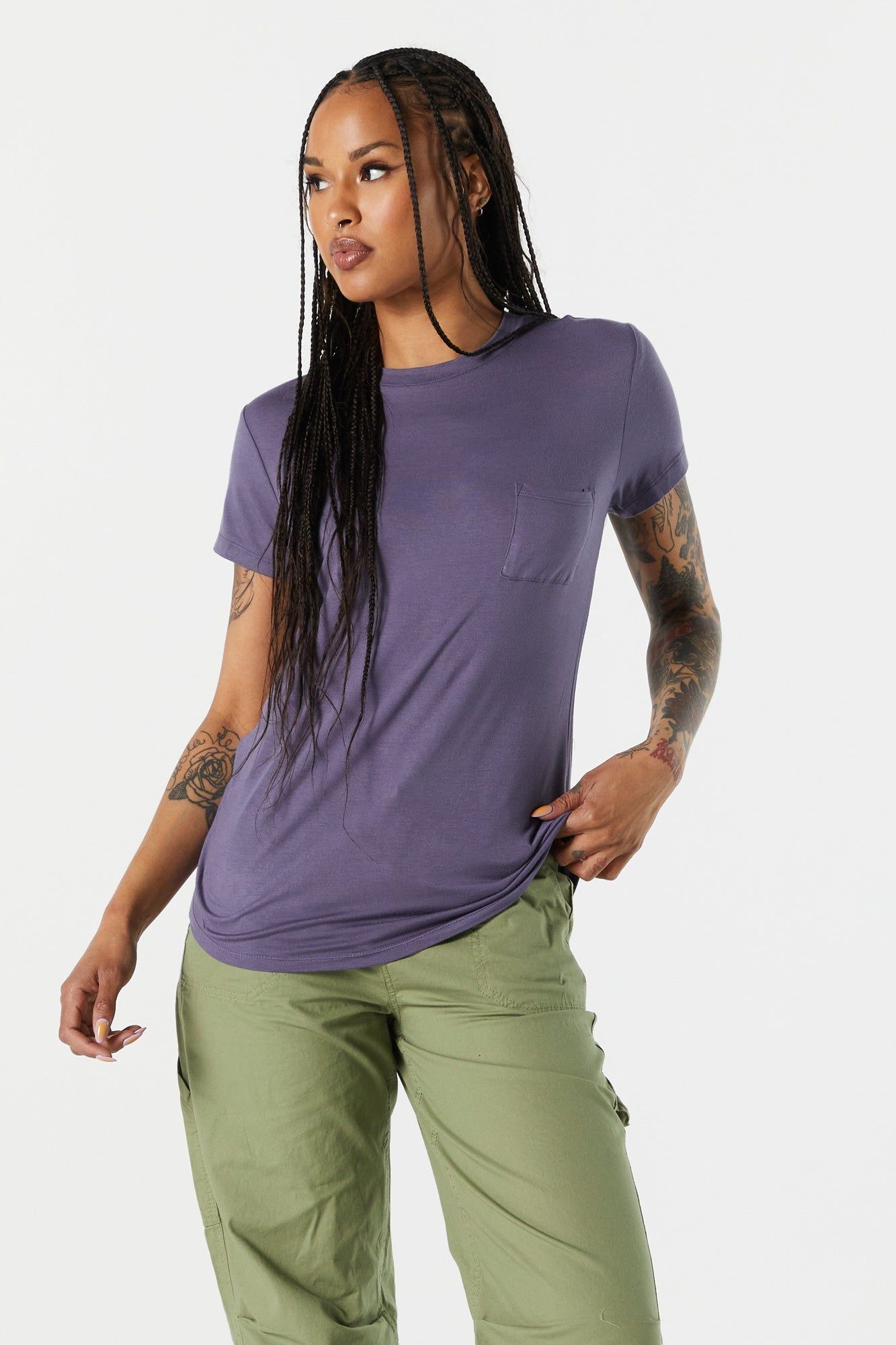 Colored Relaxed Crewneck T-Shirt sold by Charlotte Russe