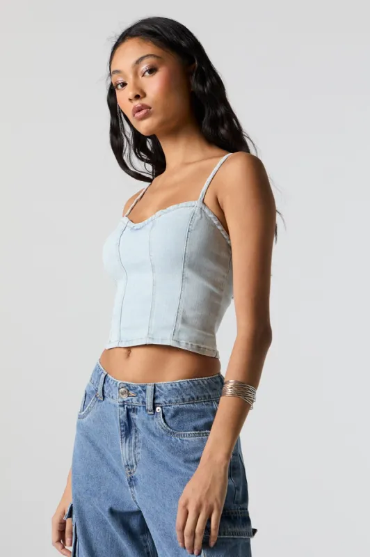 Light Denim Corset Top sold by Charlotte Russe