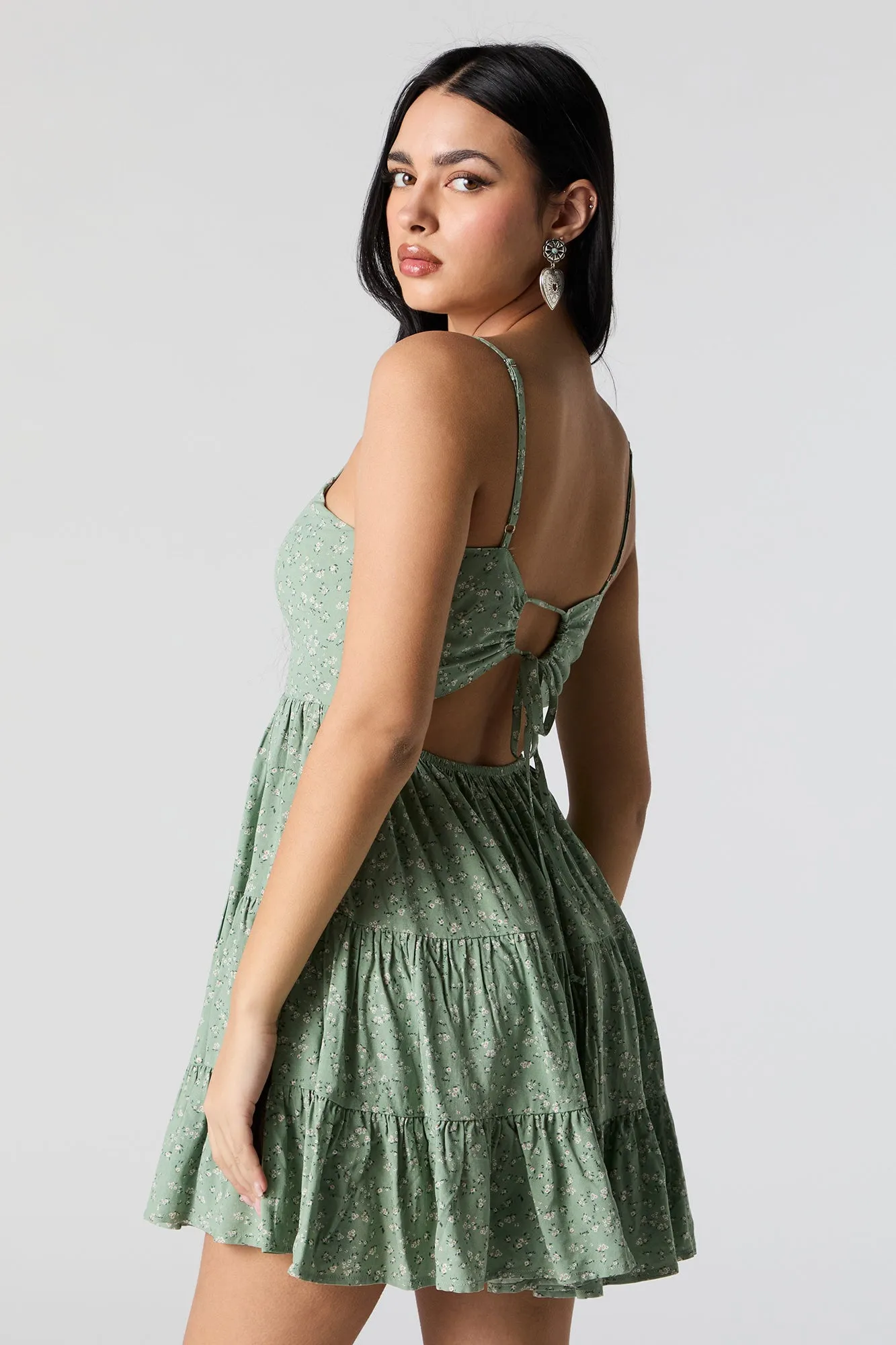 Green Floral Tiered Mini Dress sold by Charlotte Russe product image thumbnail 2