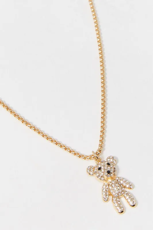 Rhinestone Teddy Bear Pendant Necklace sold by Charlotte Russe