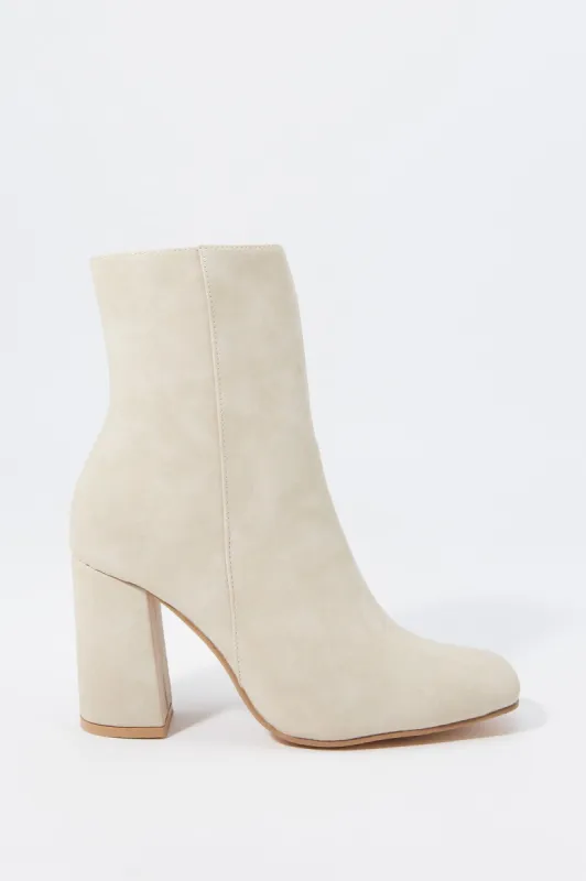 Faux-Suede Block Heel Boot sold by Charlotte Russe