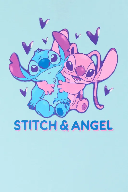 Stitch and Angel Graphic Boyfriend T-Shirt sold by Charlotte Russe
