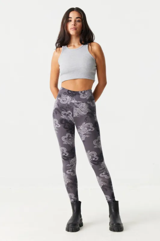 Soft Dragon Print High-Rise Wide Waist Legging sold by Charlotte Russe
