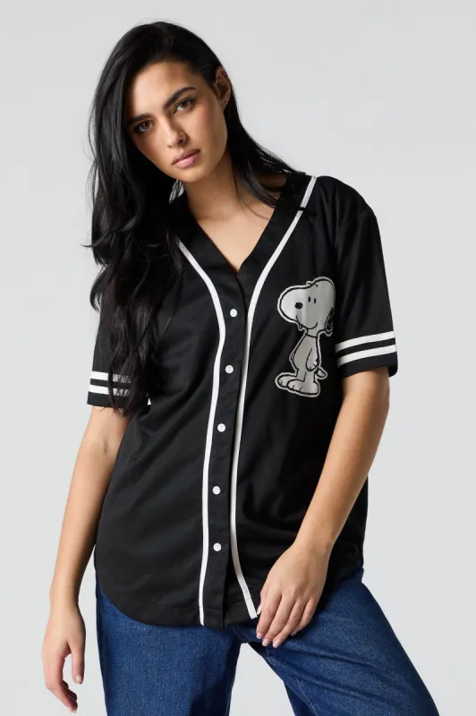 Snoopy Graphic Mesh Baseball Jersey sold by Charlotte Russe