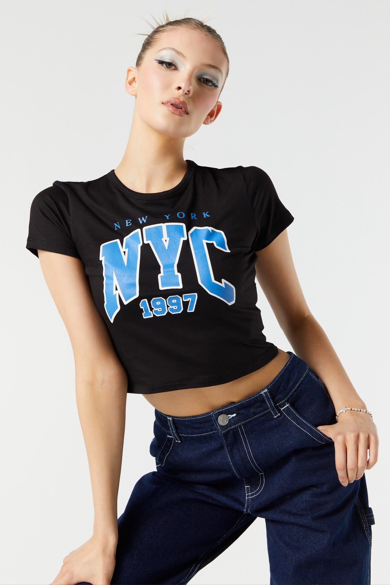 NYC 1997 Graphic Baby T-Shirt sold by Charlotte Russe