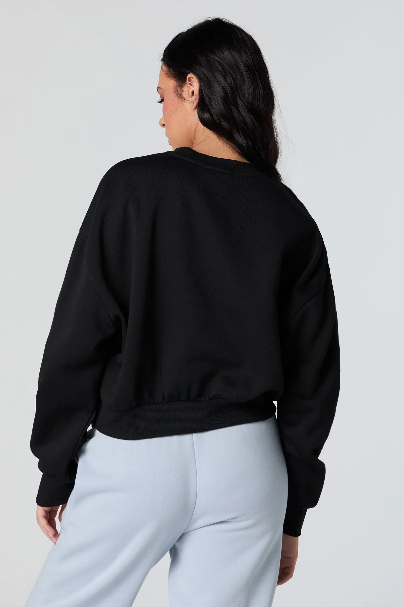 Wellness Club Embroidered Cropped Fleece Sweatshirt sold by Charlotte Russe product image thumbnail 2