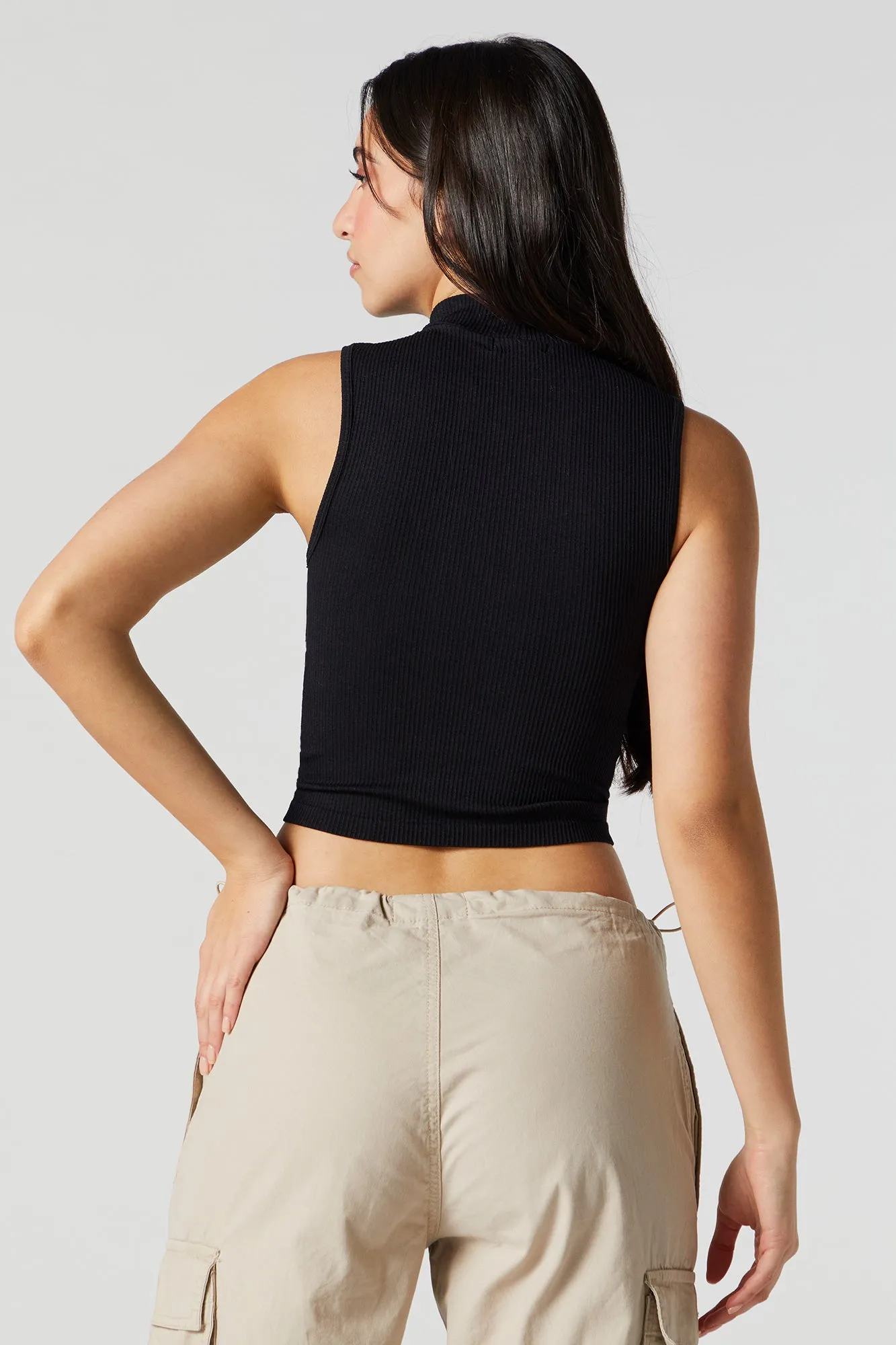 Ribbed Mock Neck Tank sold by Charlotte Russe product image thumbnail 4