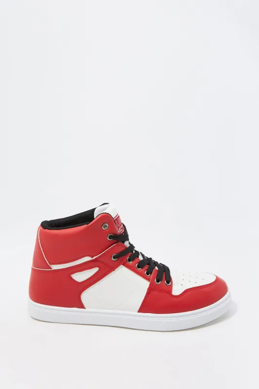 Faux-Leather Colour Block Lace-Up High Top Sneaker sold by Charlotte Russe
