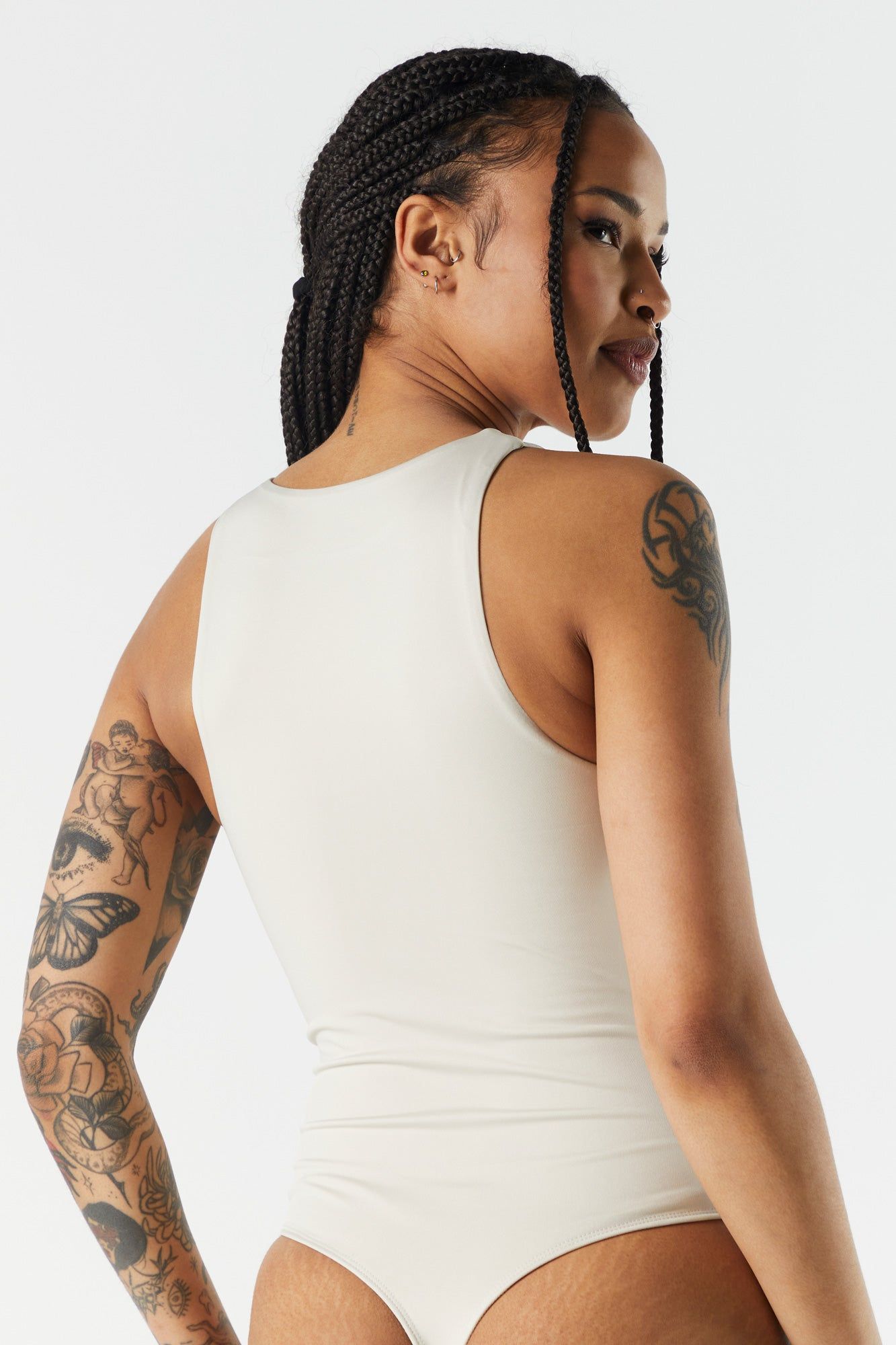 Tan Contour High Neck Bodysuit sold by Charlotte Russe product image thumbnail 4