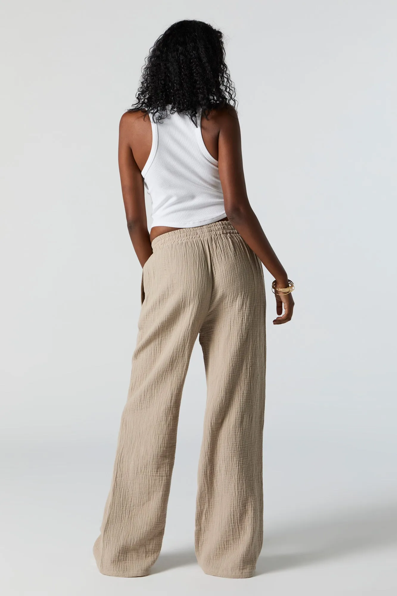 Textured Drawstring Wide Leg Pant sold by Charlotte Russe product image thumbnail 3