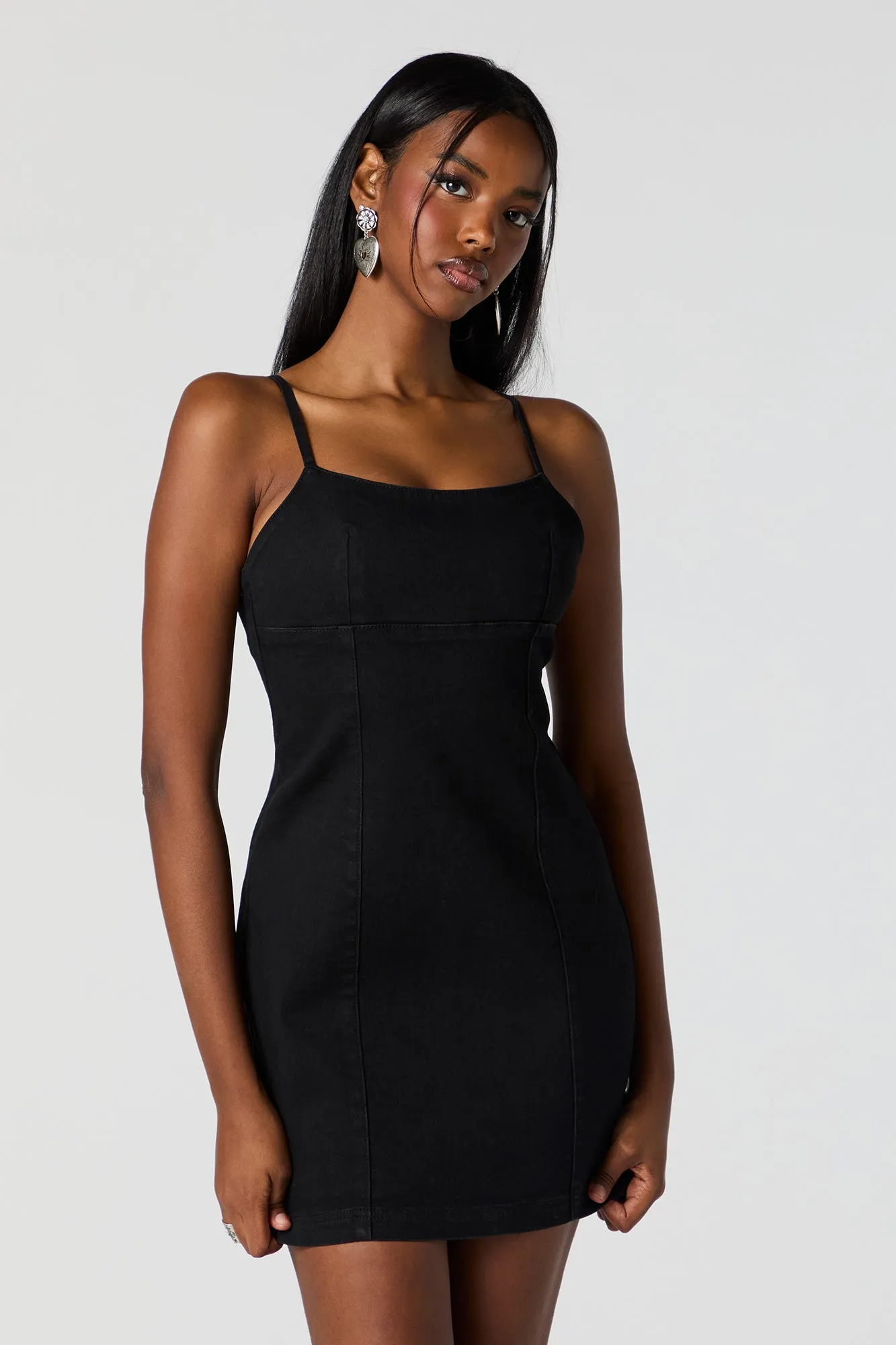 Denim Square Neck Mini Dress sold by Charlotte Russe product image thumbnail 4