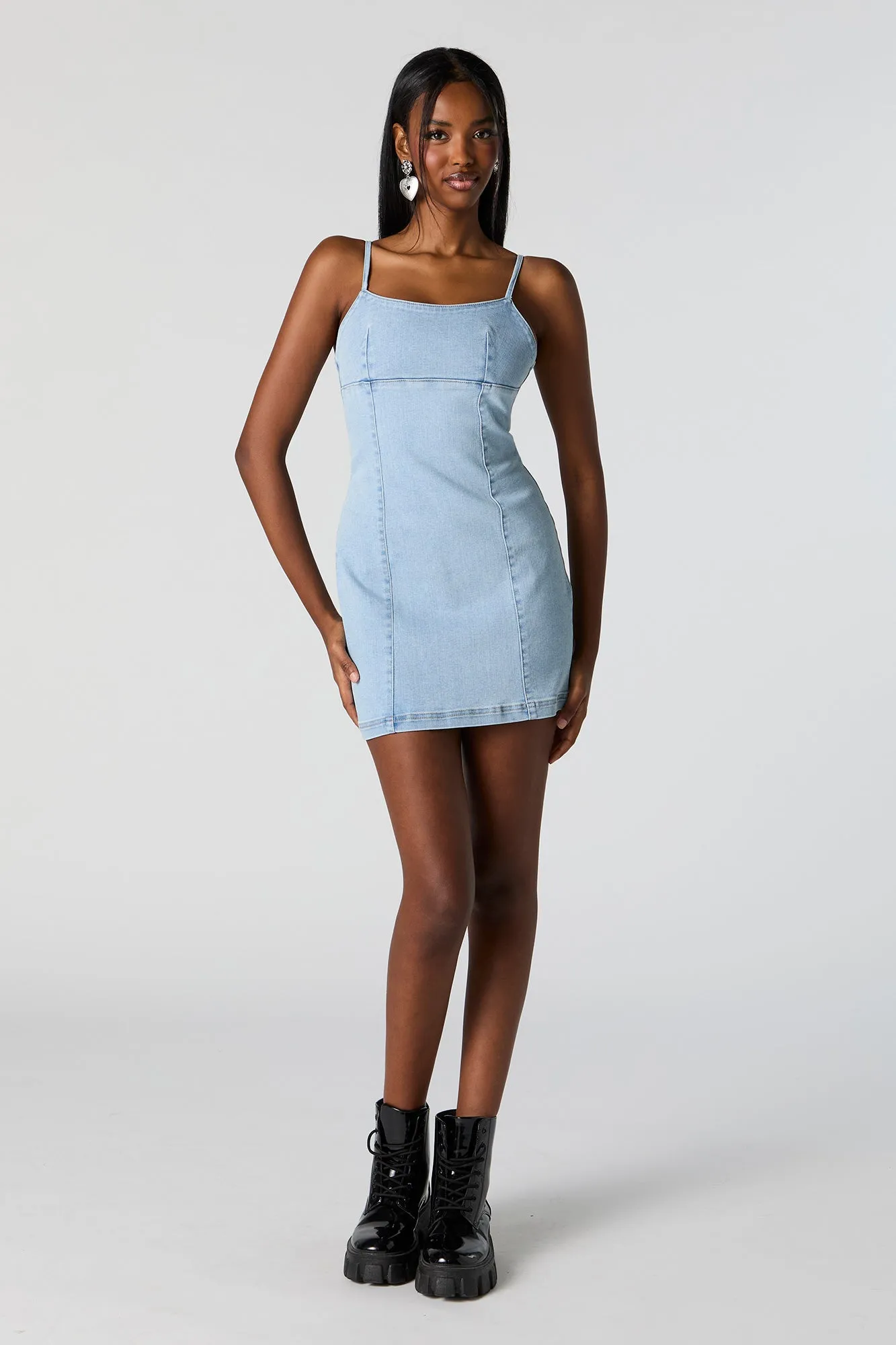 Denim Square Neck Mini Dress sold by Charlotte Russe product image thumbnail 3