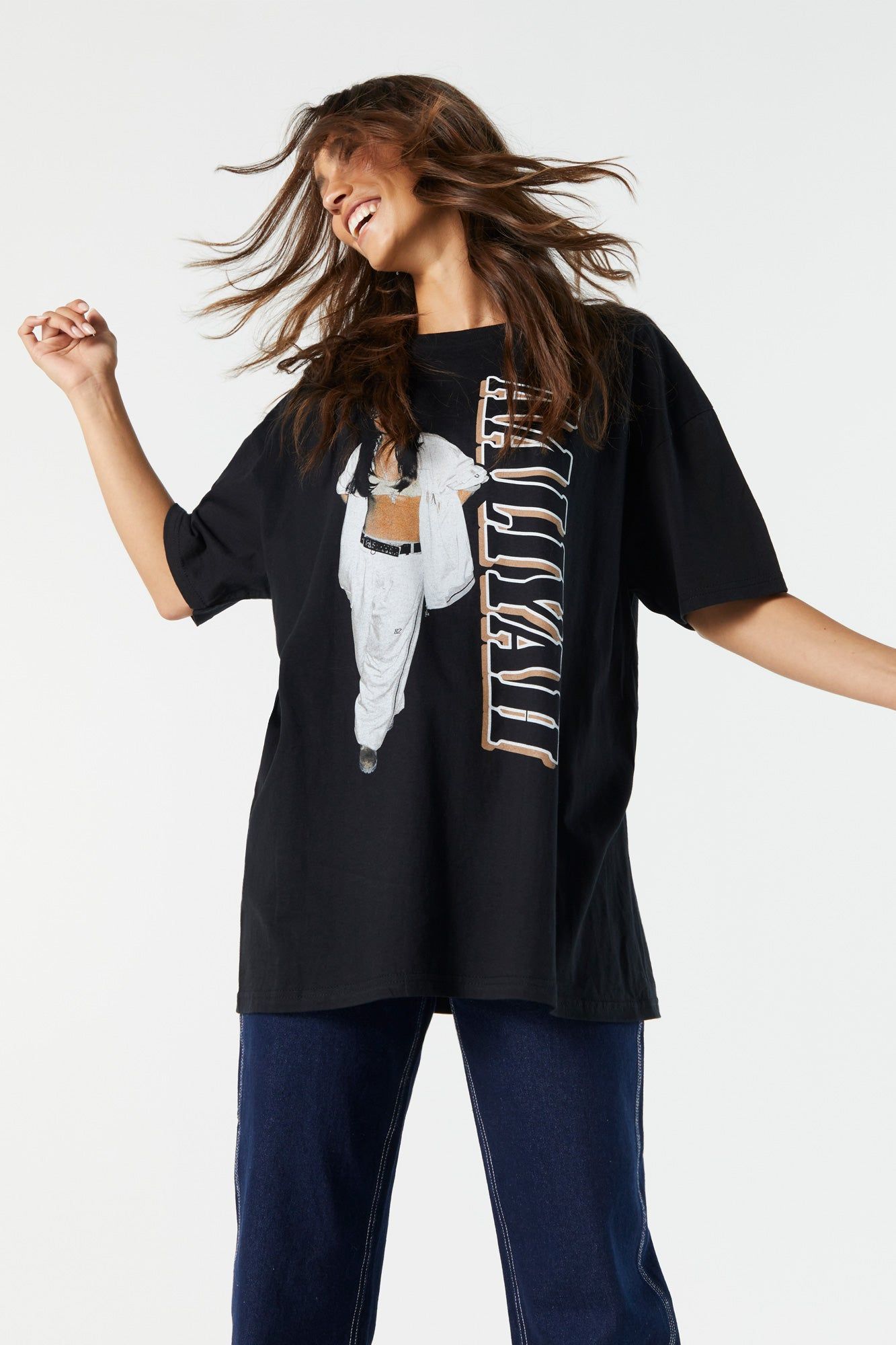 Aaliyah Graphic Boyfriend T-Shirt sold by Charlotte Russe