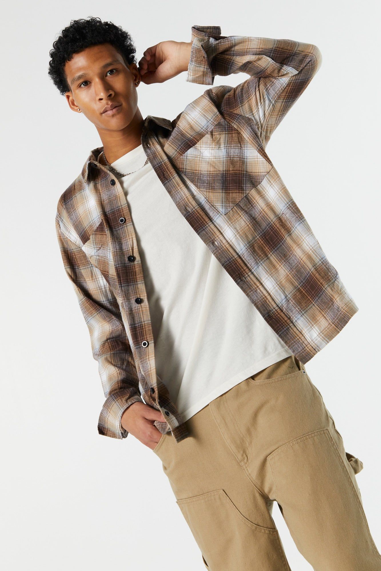 Plaid Button-Up Top sold by Charlotte Russe