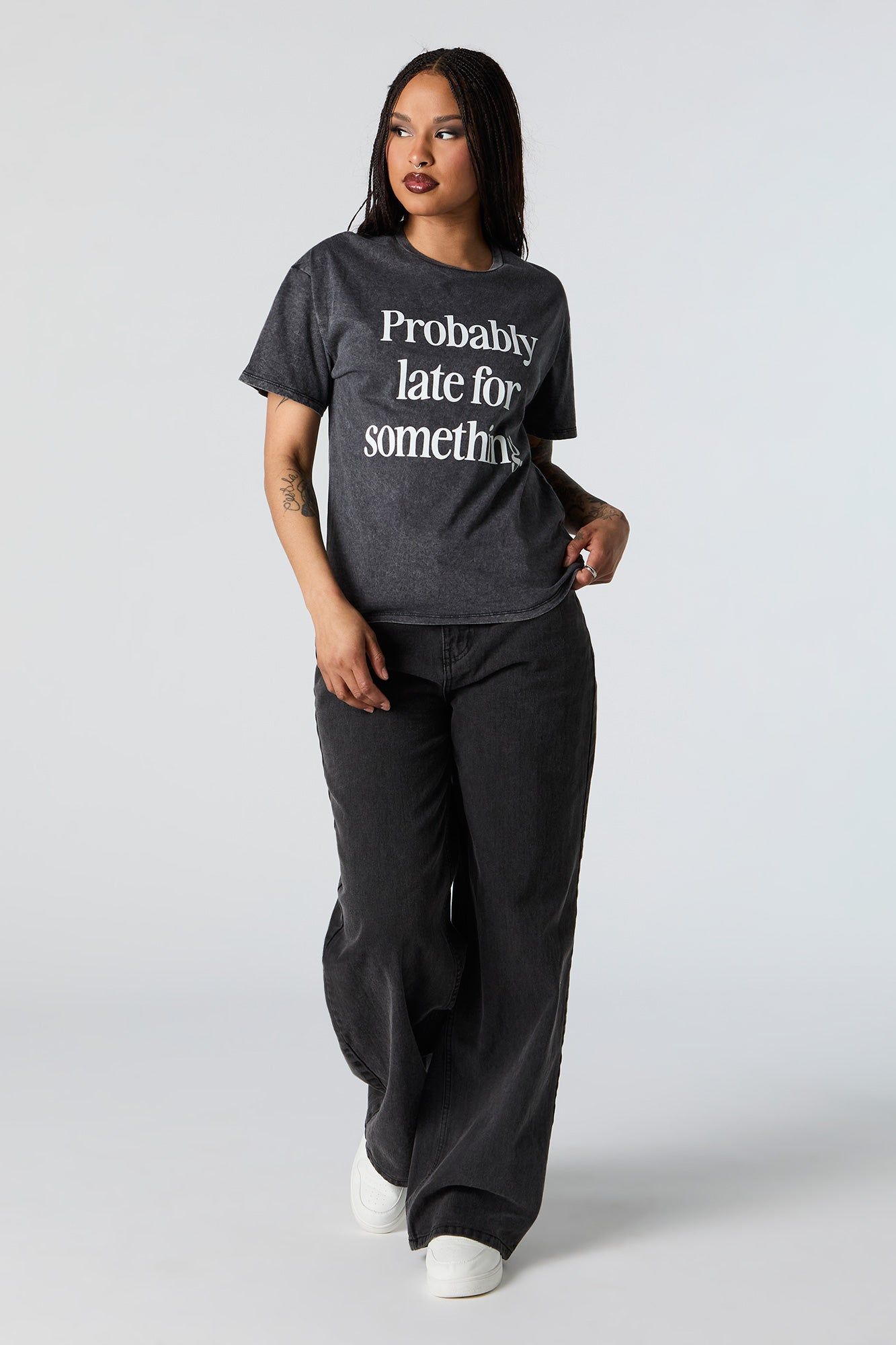 Probably Late Graphic Washed Boyfriend T-Shirt sold by Charlotte Russe product image thumbnail 3