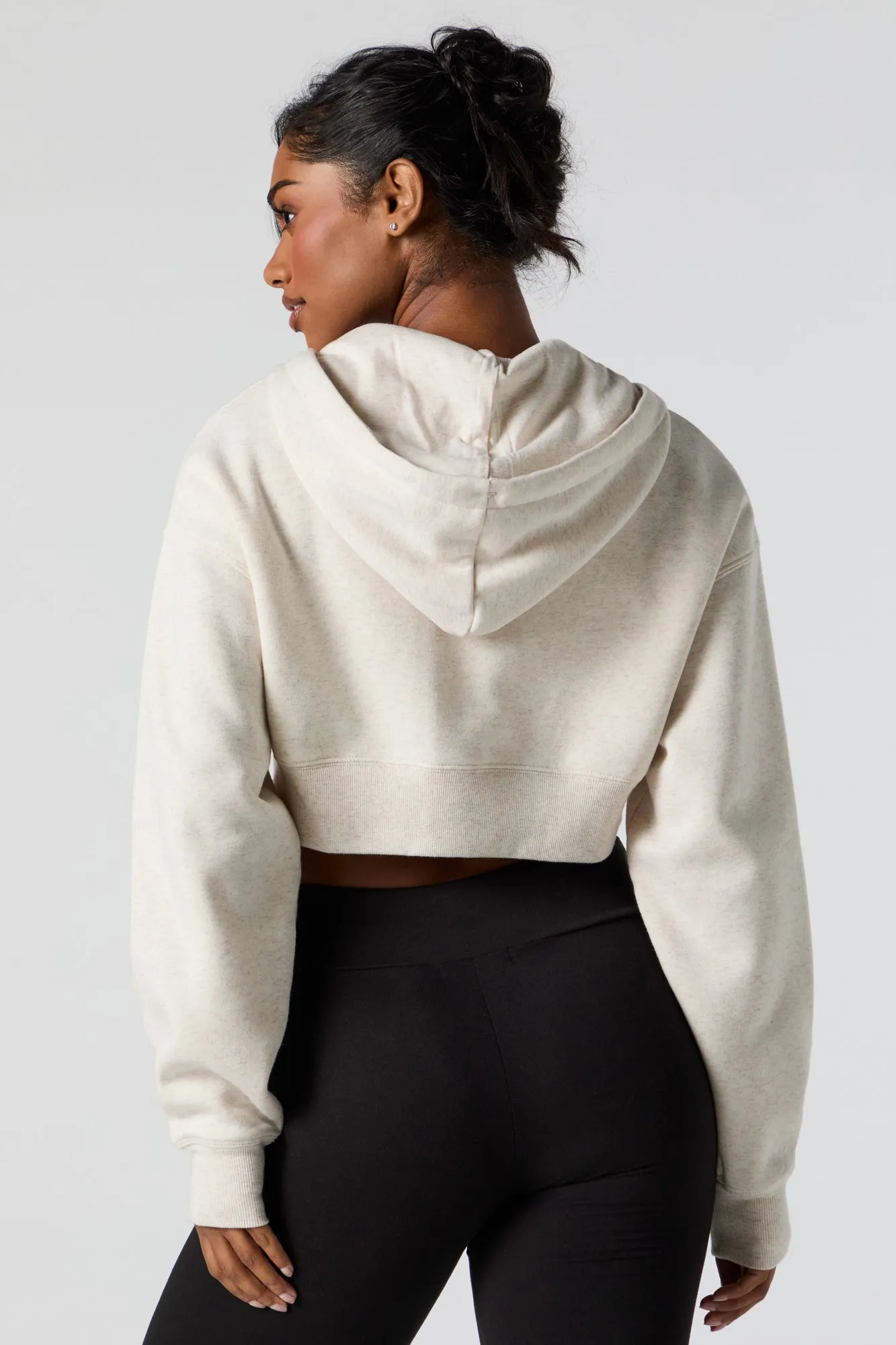 Fleece Zip-Up Cropped Hoodie sold by Charlotte Russe product image thumbnail 2