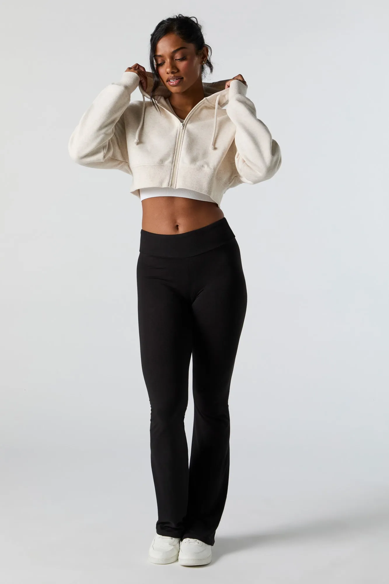 Fleece Zip-Up Cropped Hoodie sold by Charlotte Russe product image thumbnail 3