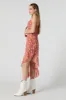 Chiffon Floral Cowl Neck Asymmetrical Midi Dress sold by Charlotte Russe