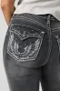 Vintage Wash Rhinestone Wing Embroidered Bootcut Jean sold by Charlotte Russe