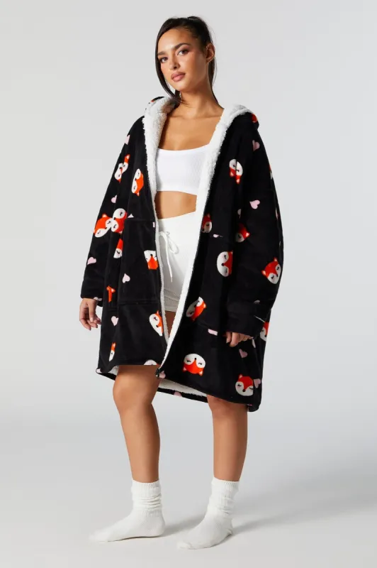 Black Print Zip-Up Humungo sold by Charlotte Russe