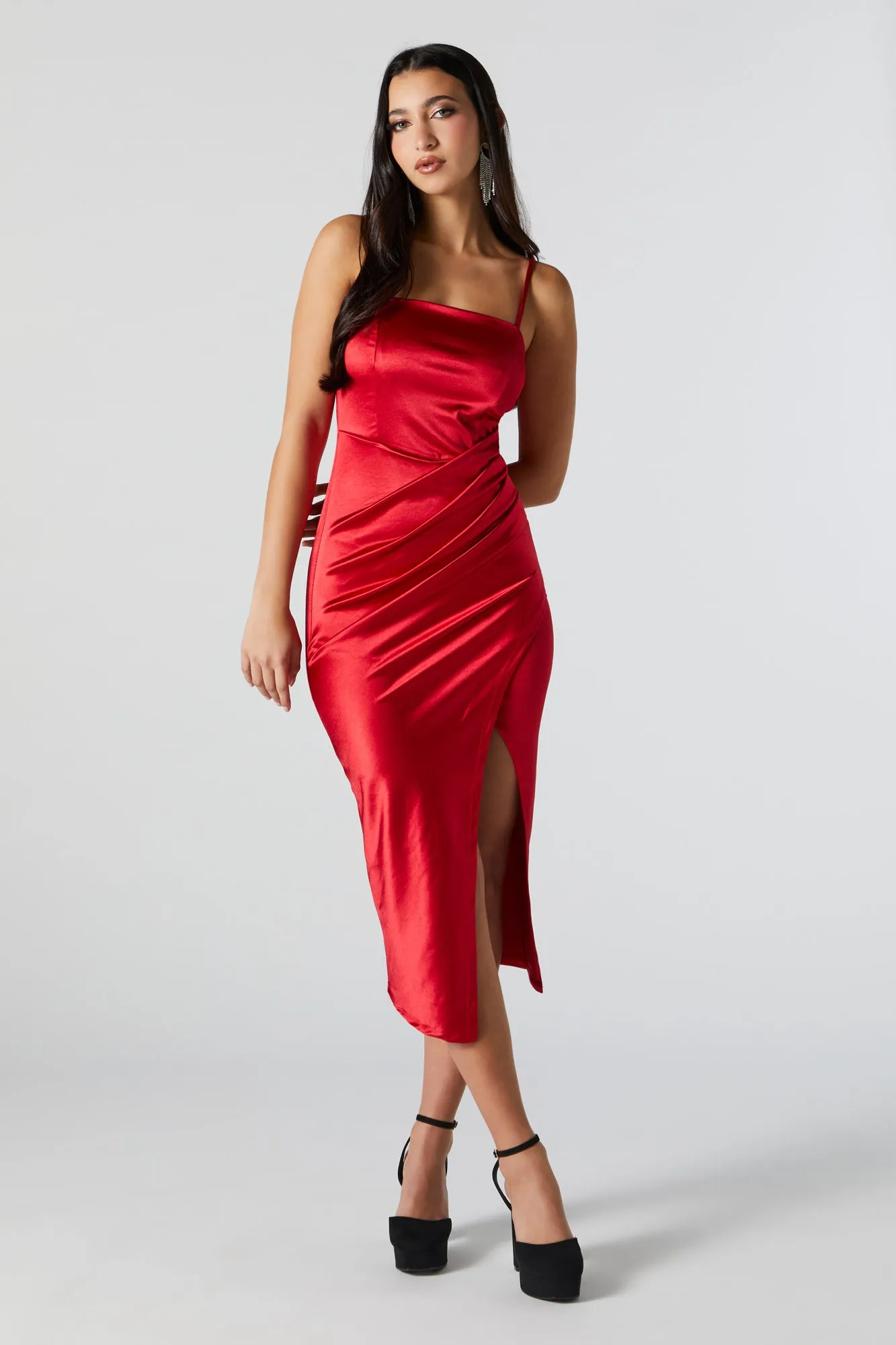 Satin Wrap Midi Dress sold by Charlotte Russe