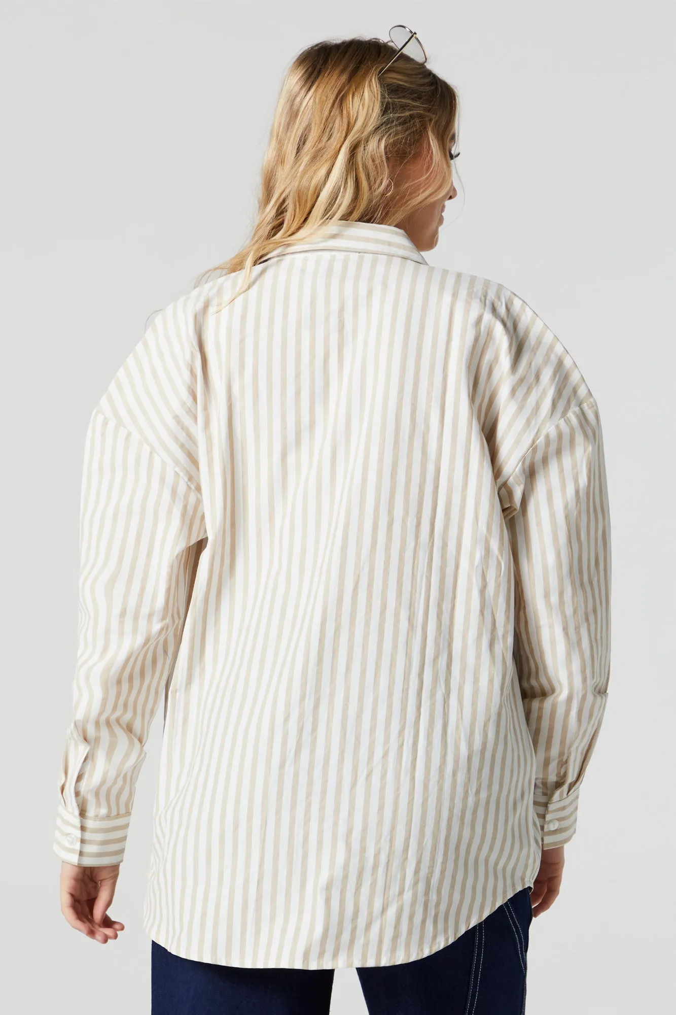 Oversized Striped Button-Up Top sold by Charlotte Russe product image thumbnail 5