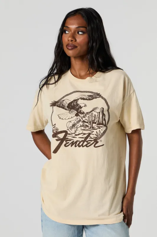 Fender Graphic Boyfriend T-Shirt sold by Charlotte Russe