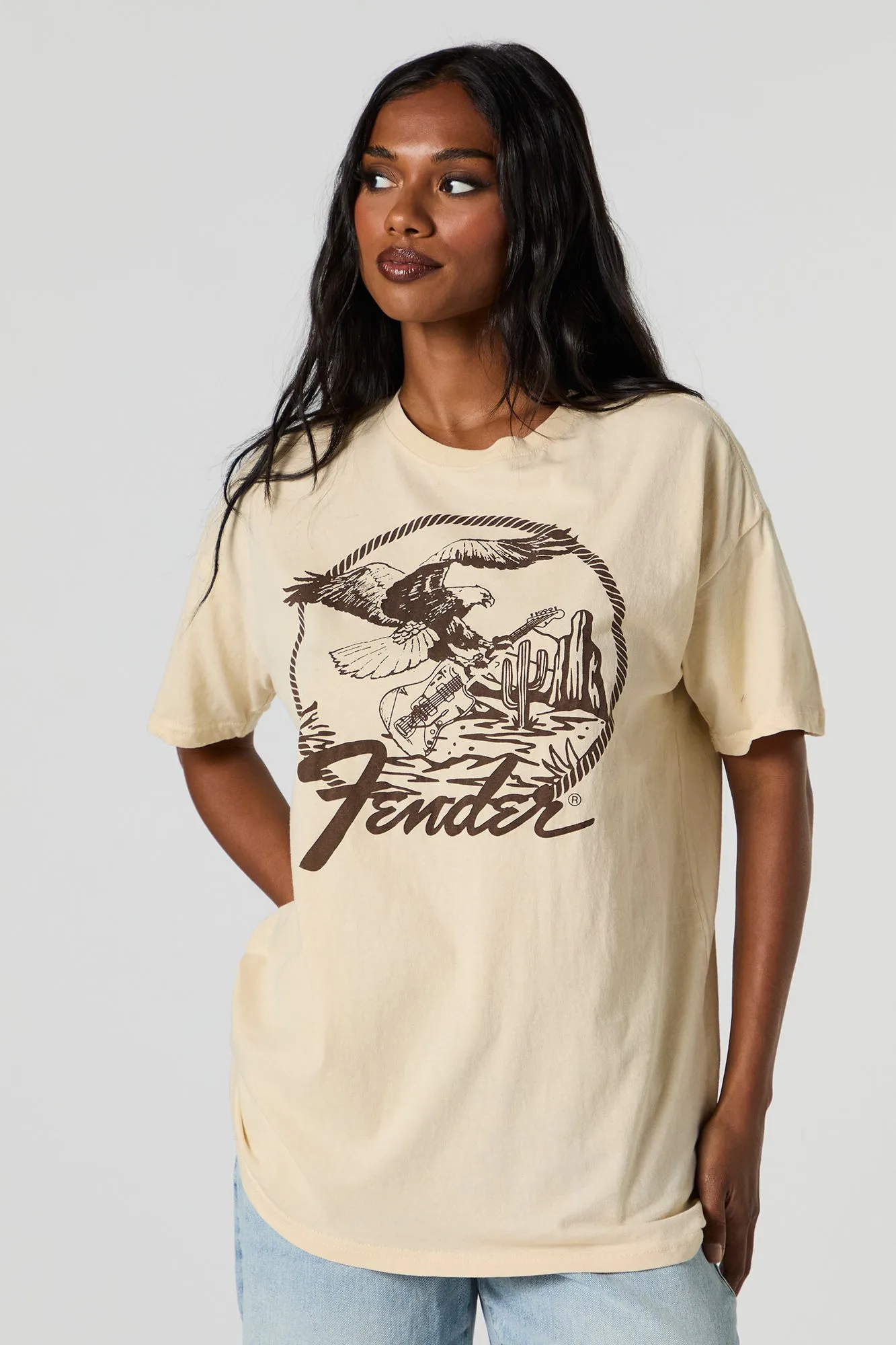 Fender Graphic Boyfriend T-Shirt sold by Charlotte Russe