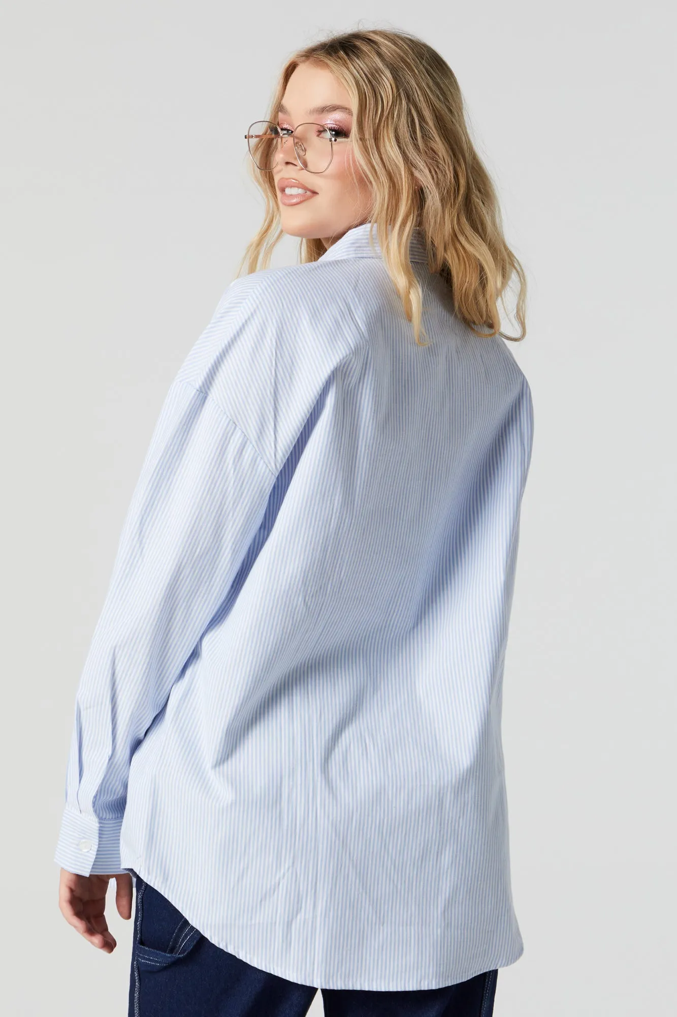 Oversized Striped Button-Up Top sold by Charlotte Russe product image thumbnail 2
