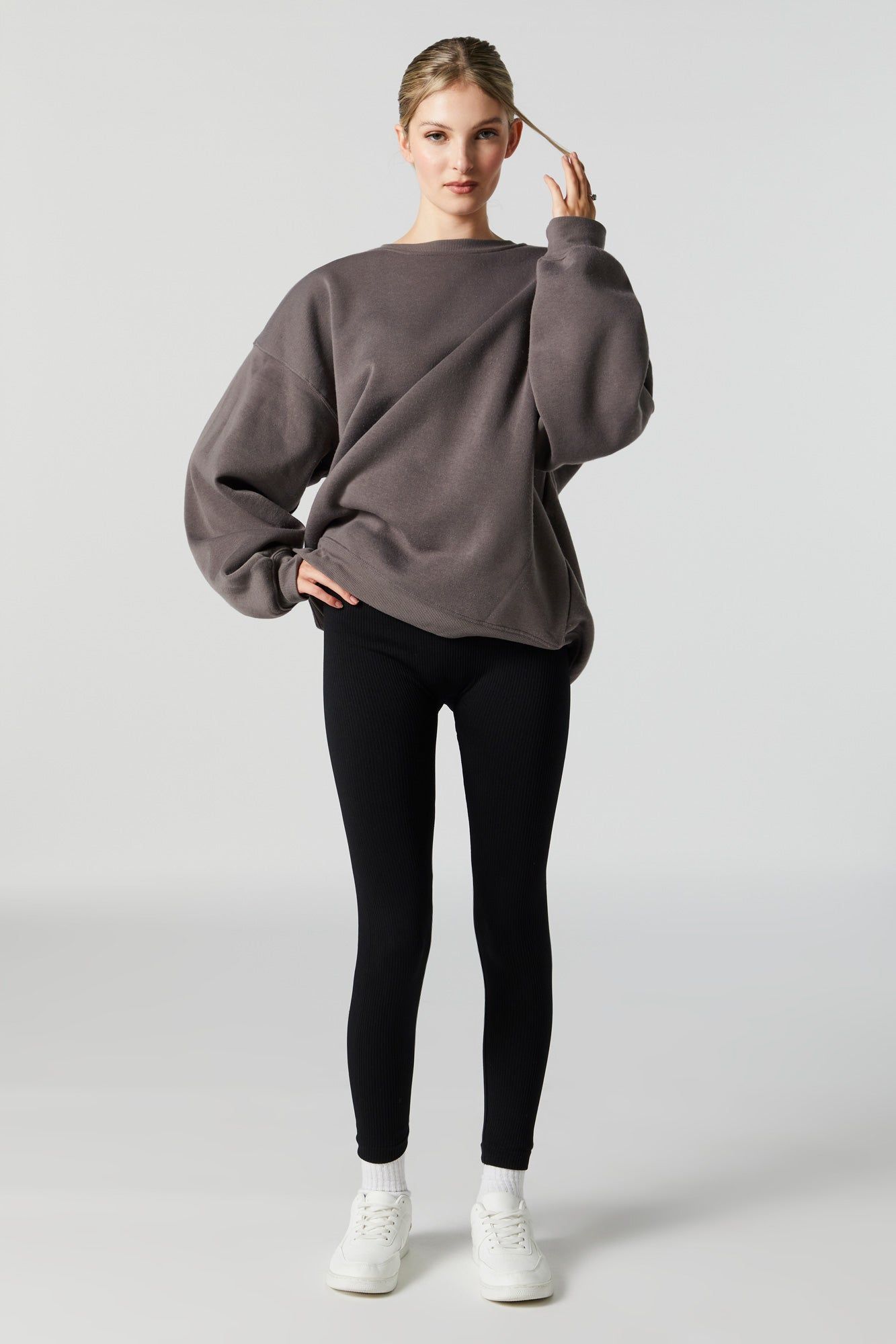 Black High Rise Ribbed Legging sold by Charlotte Russe