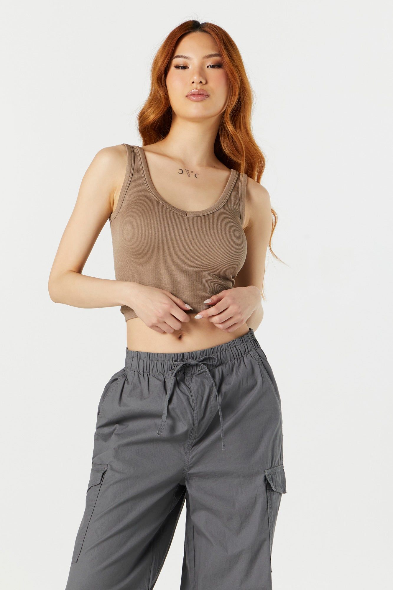 Seamless Ribbed V-Neck Tank sold by Charlotte Russe