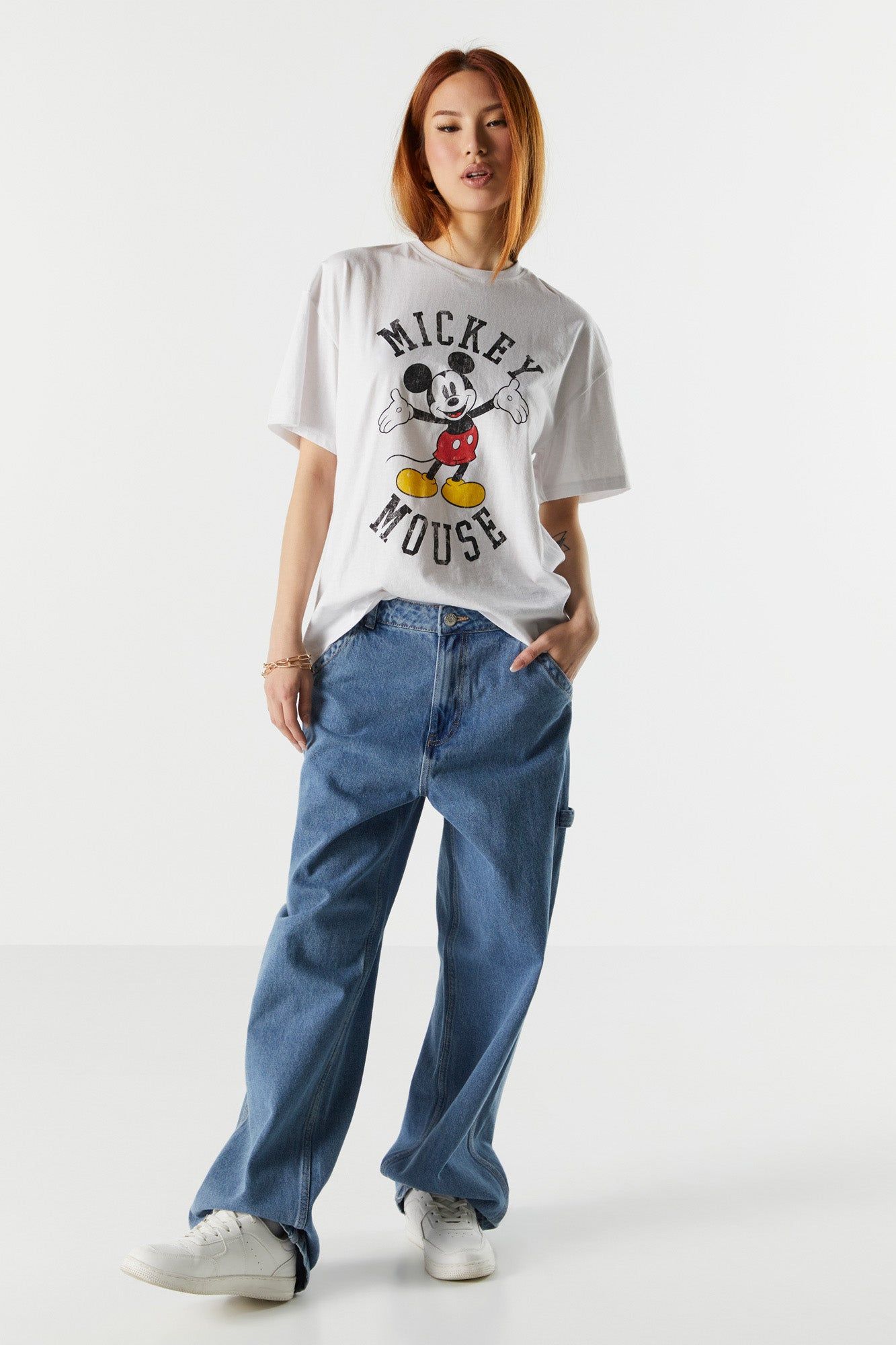 White Mickey Mouse Graphic Boyfriend T-Shirt sold by Charlotte Russe product image thumbnail 3