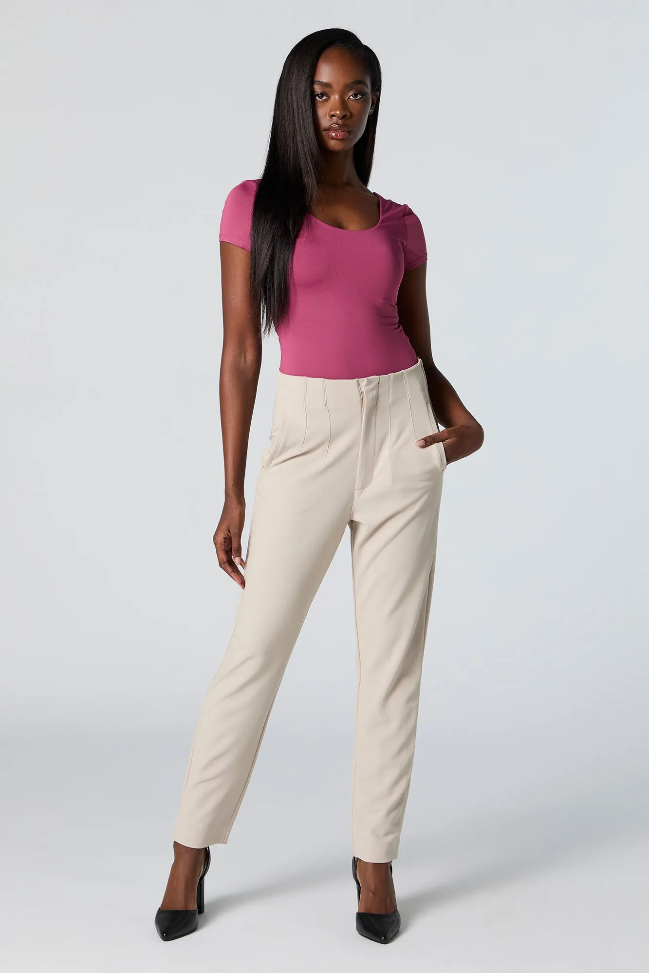 Crepe Pleated Slim Dress Pant sold by Charlotte Russe