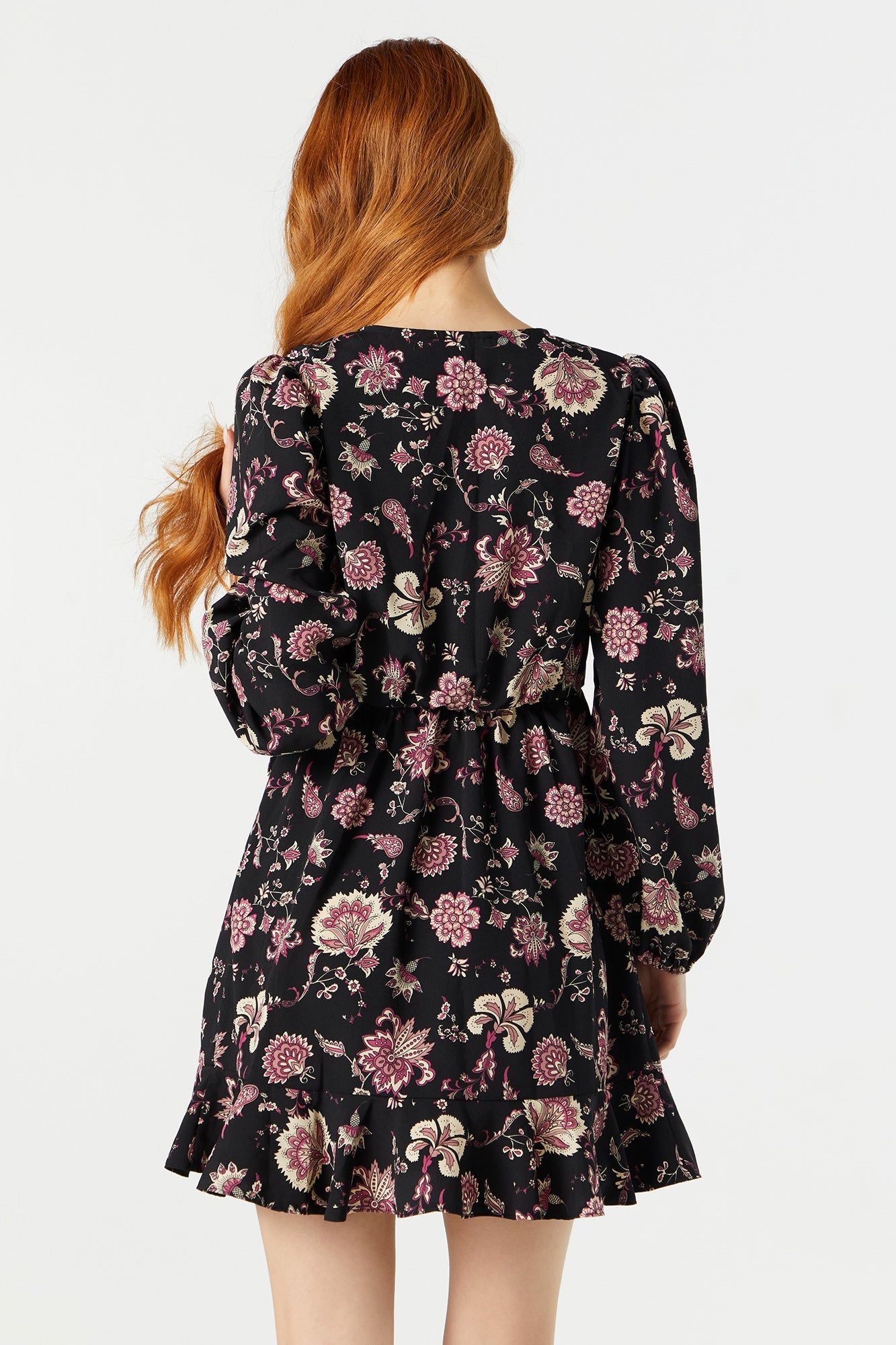 Floral Print Long Sleeve Wrap Dress sold by Charlotte Russe product image thumbnail 3