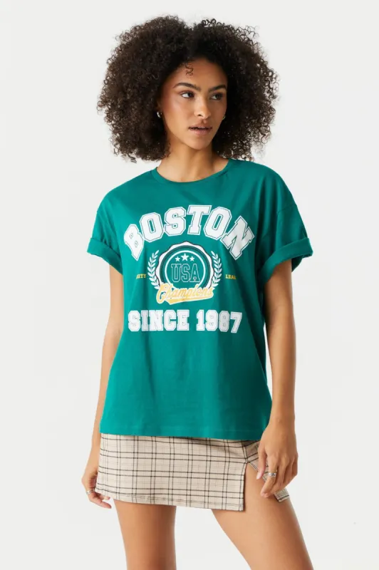 Boston Graphic Boyfriend T-Shirt sold by Charlotte Russe