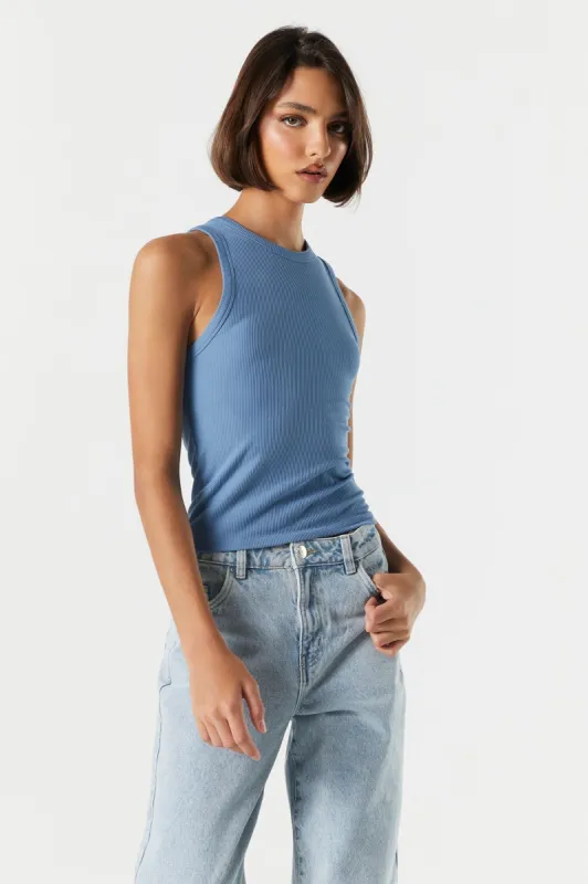 Coloured Ribbed High Neck Tank sold by Charlotte Russe