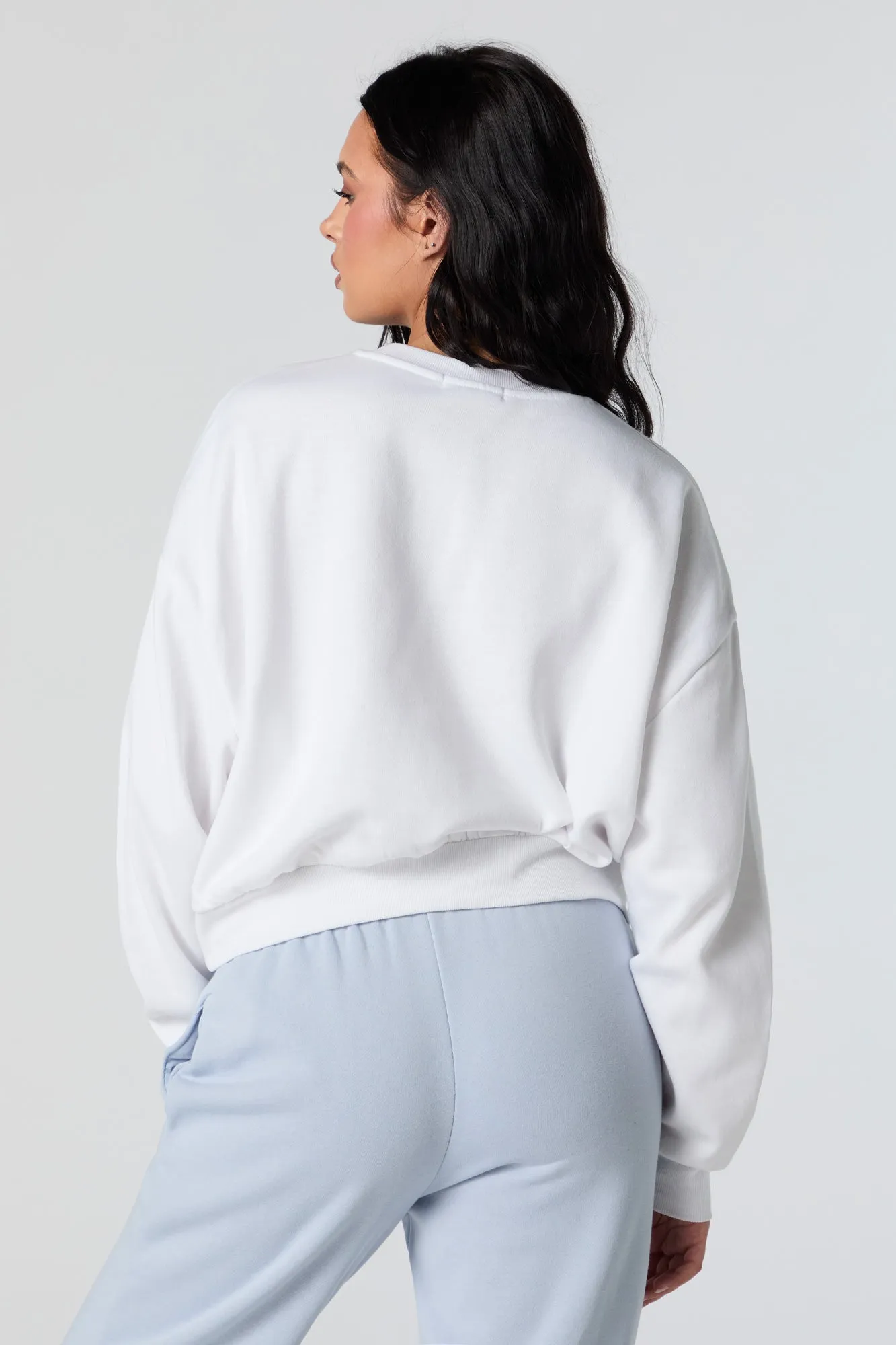 Venice Beach Embroidered Cropped Fleece Sweatshirt sold by Charlotte Russe product image thumbnail 2