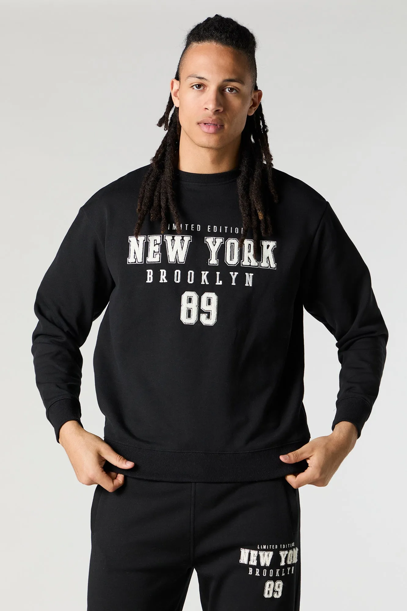 Chenille Embroidered Fleece Sweatshirt sold by Charlotte Russe product image thumbnail 4