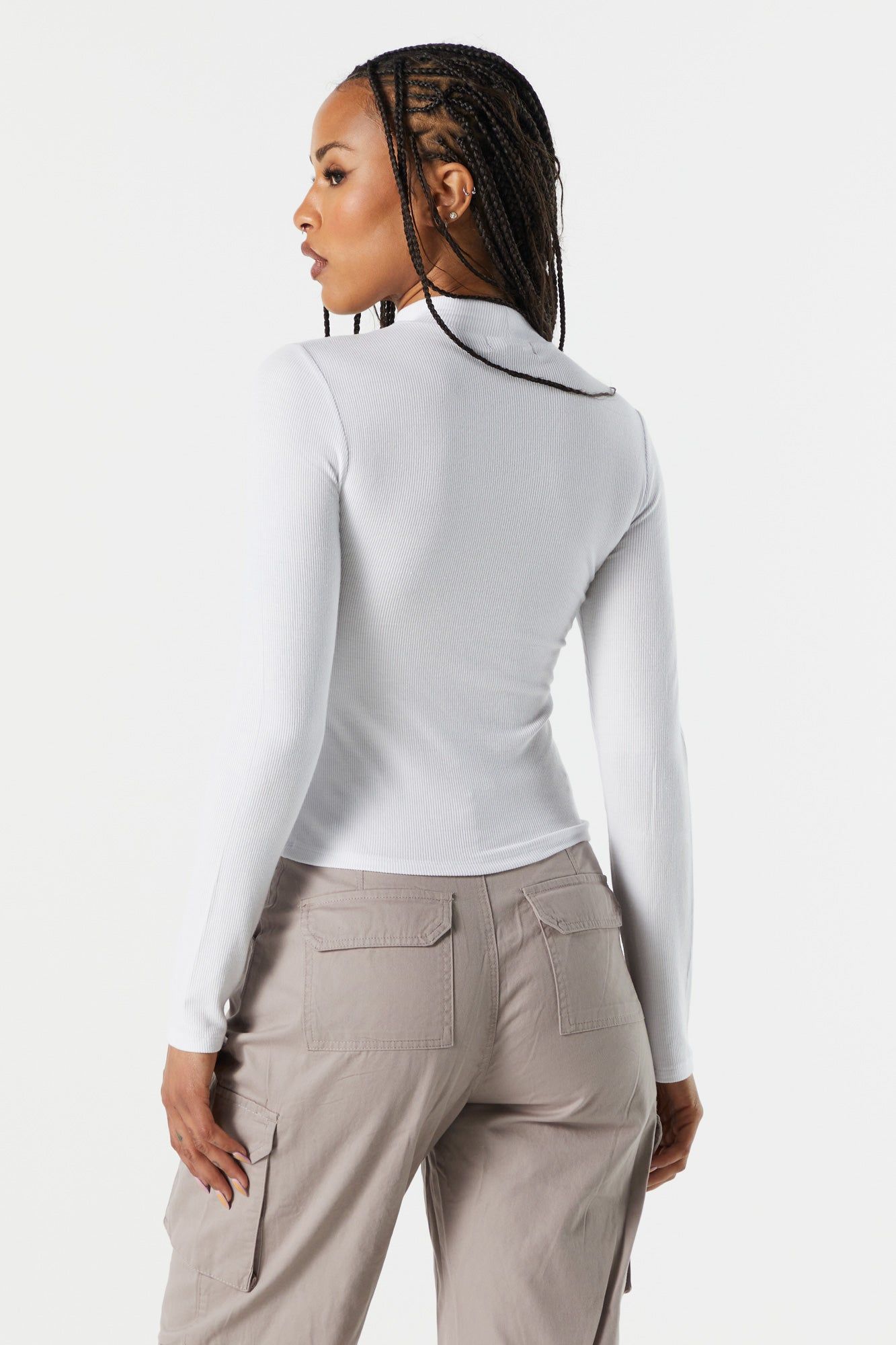 Ribbed Mock Neck Long Sleeve Top sold by Charlotte Russe product image thumbnail 2