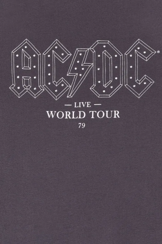 ACDC Rhinestone Graphic Raglan T-Shirt sold by Charlotte Russe