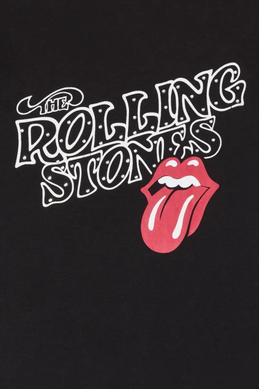 The Rolling Stones Rhinestone Graphic Raglan T-Shirt sold by Charlotte Russe