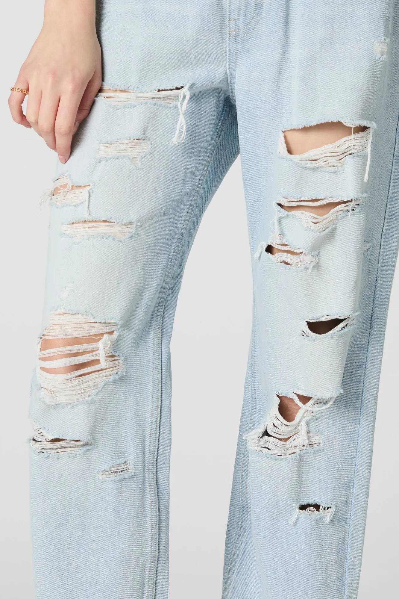 Light Wash High Rise Straight Leg Jean sold by Charlotte Russe product image thumbnail 4