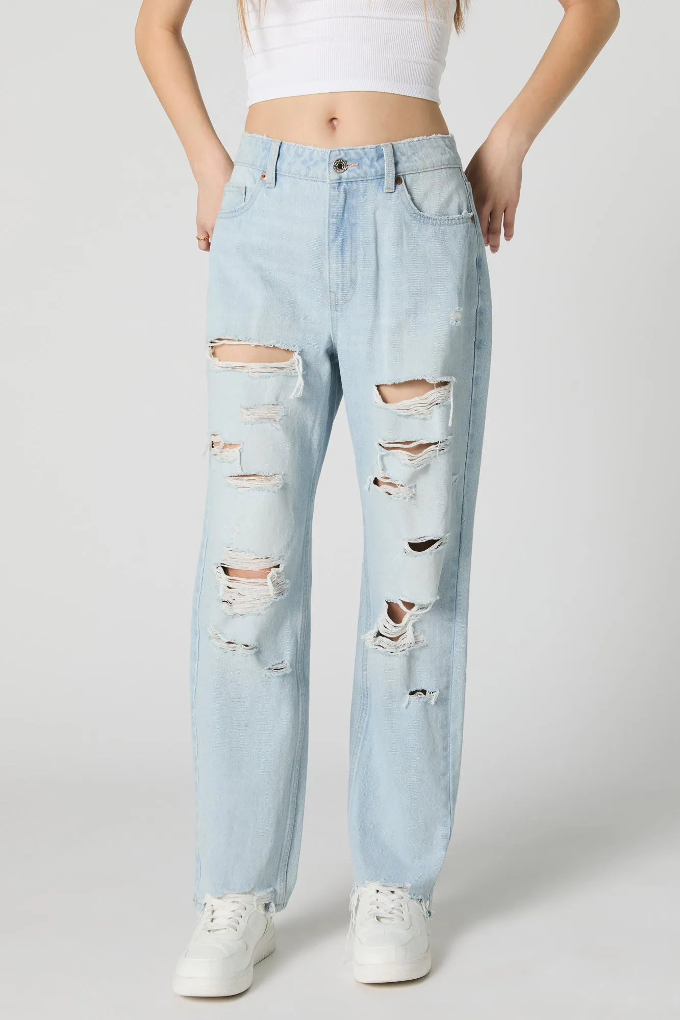 Light Wash High Rise Straight Leg Jean sold by Charlotte Russe product image thumbnail 2