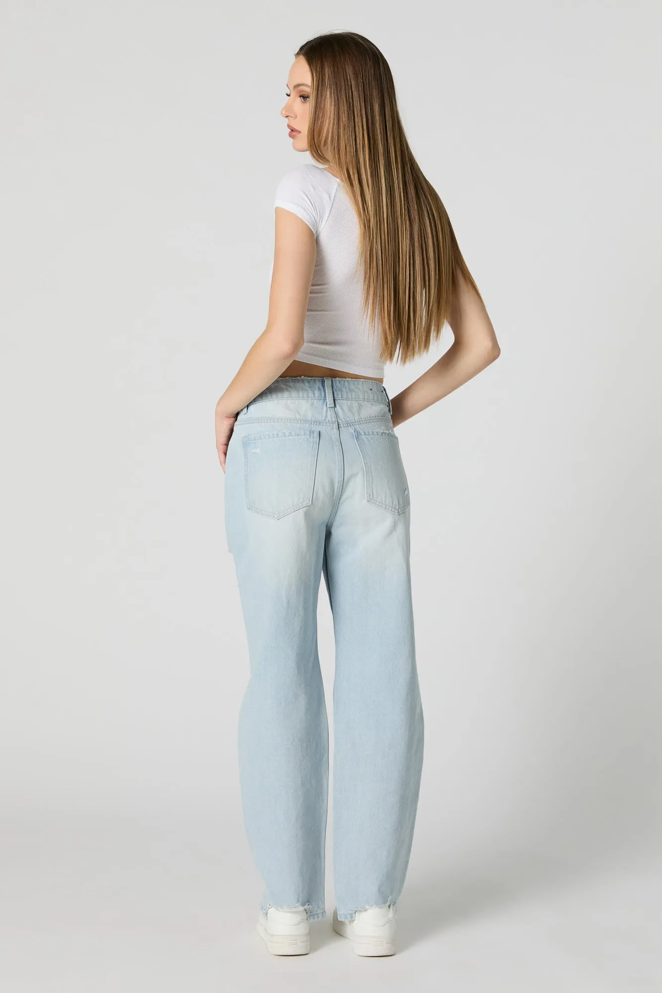 Light Wash High Rise Straight Leg Jean sold by Charlotte Russe product image thumbnail 3